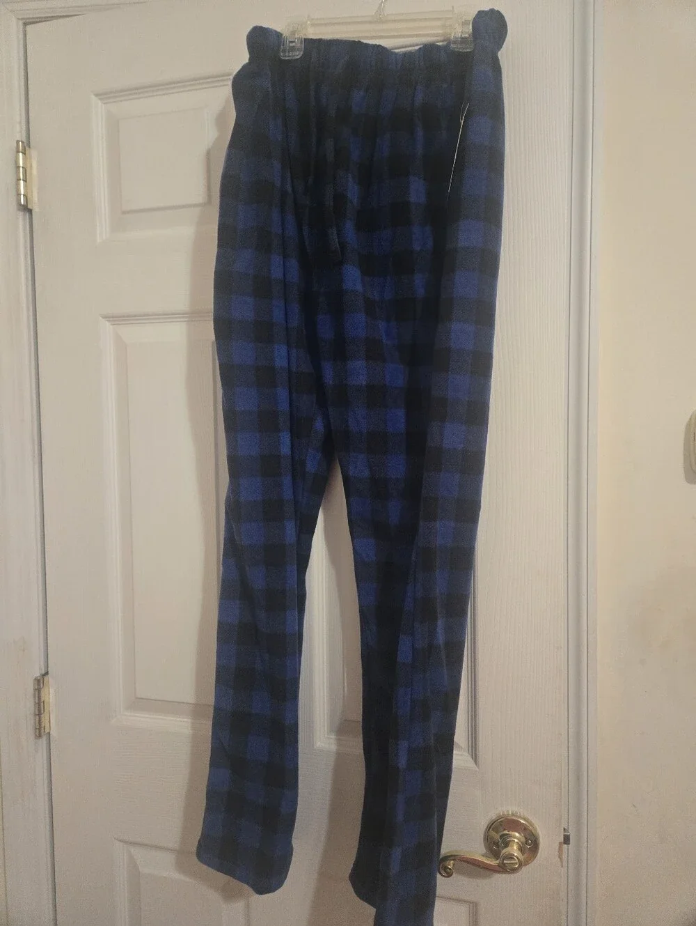 Men's Black and Blue Plaid Fleece Joggers